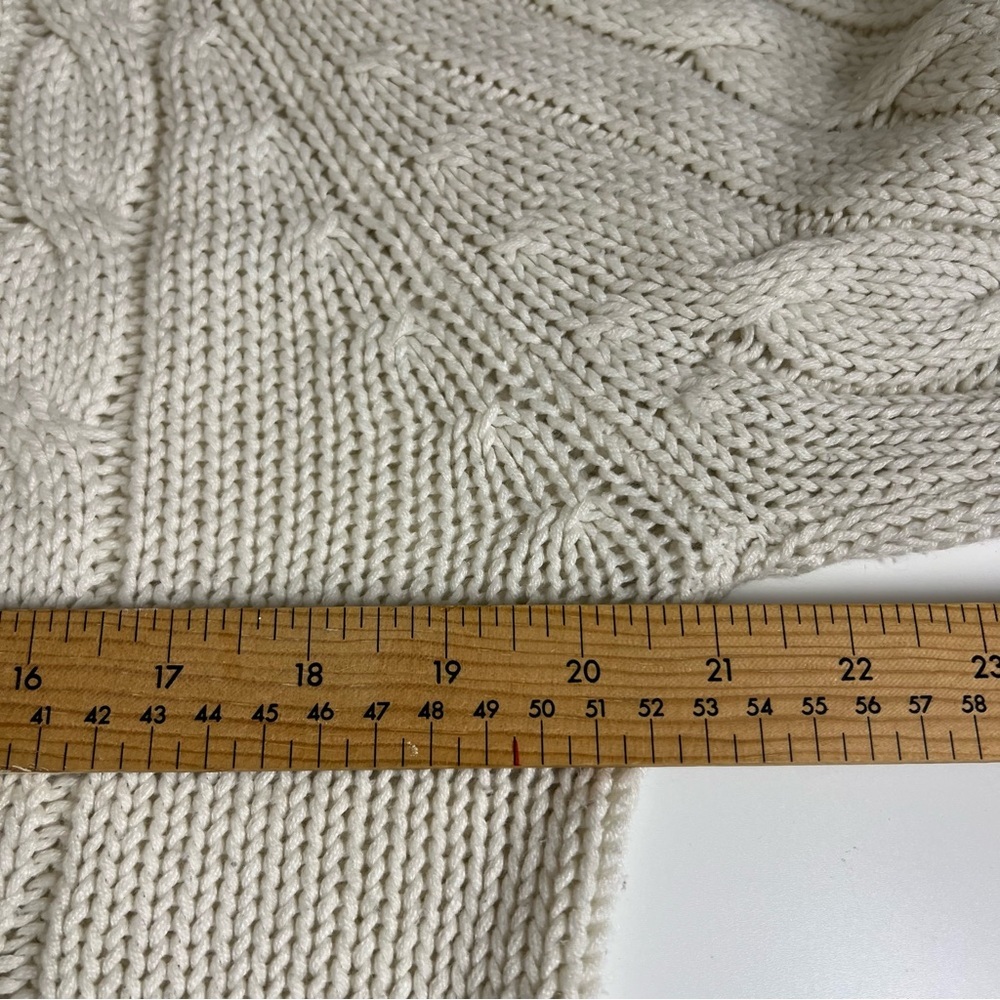 VINTAGE 80s Izod Lacoste Cable Knit Tennis Sweater - Cream - Made in HK - Picture 5 of 6